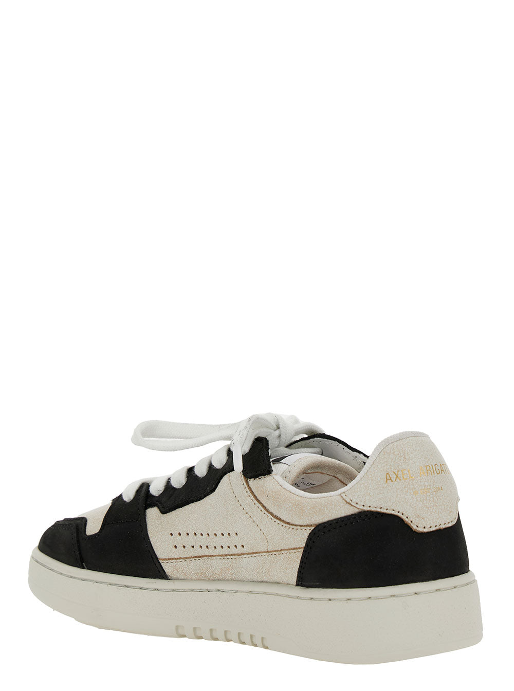 Dice Low Black And White Top Sneakers With Embossed Logo Vintage Effect Leather Woman White/black Suede Recycled Polyester