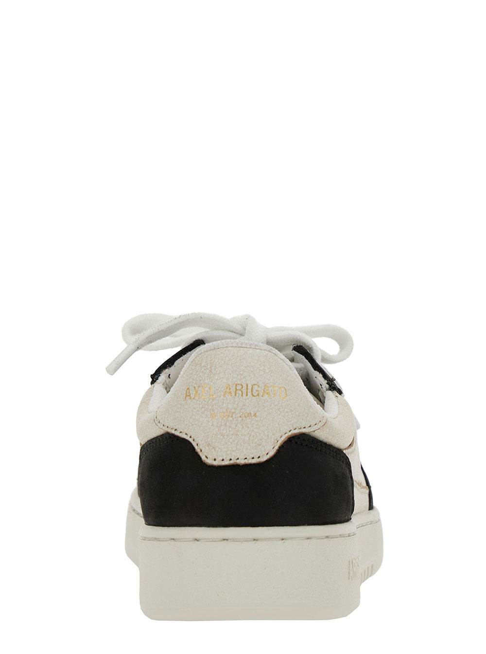 Dice Low Black And White Top Sneakers With Embossed Logo Vintage Effect Leather Woman White/black Suede Recycled Polyester