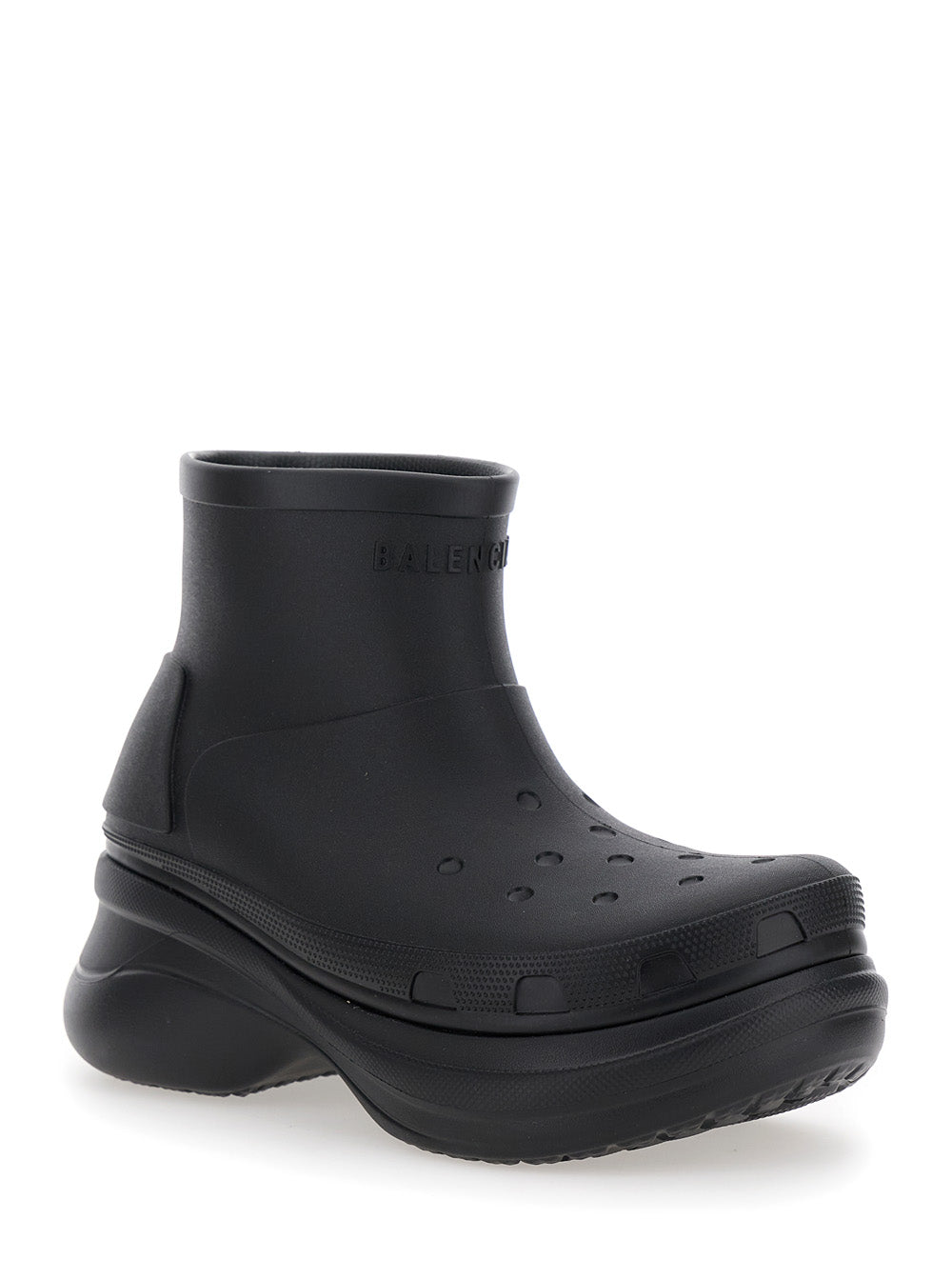 Crocs Black Ankle Boots with Embossed Logo on the Front in Tech Fabric Man Eva