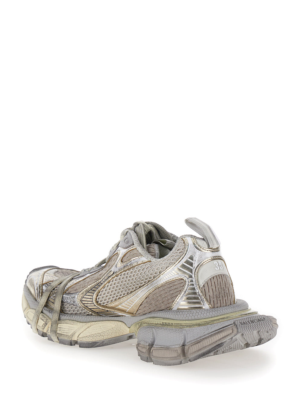 3xl Metallic Low Top Sneakers With Logo Detail Tech Fabric Woman Polyurethane Polyester