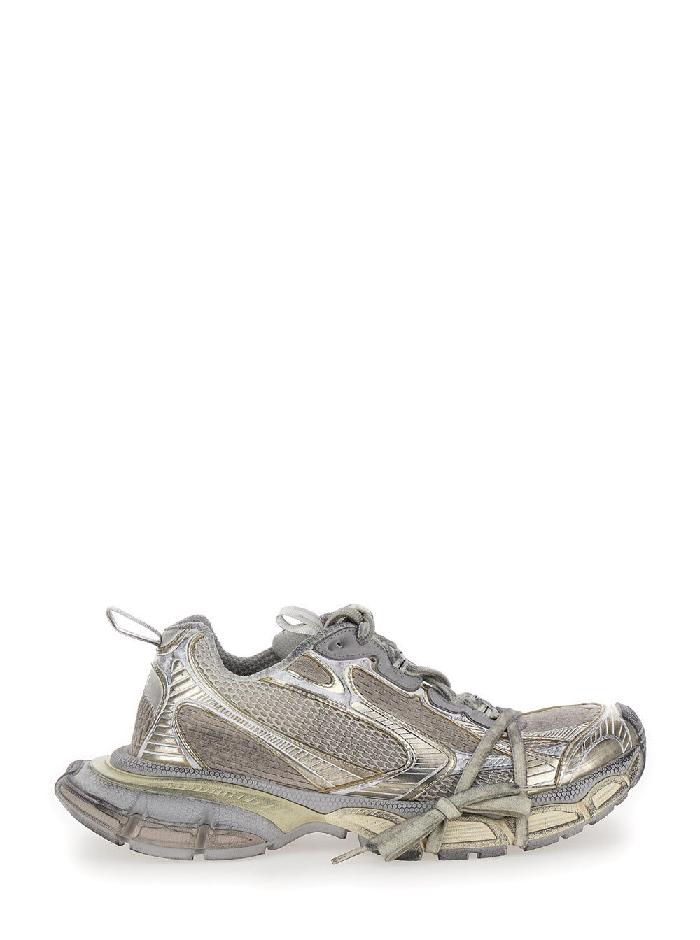 3xl Metallic Low Top Sneakers With Logo Detail Tech Fabric Woman White Polyurethane Polyester