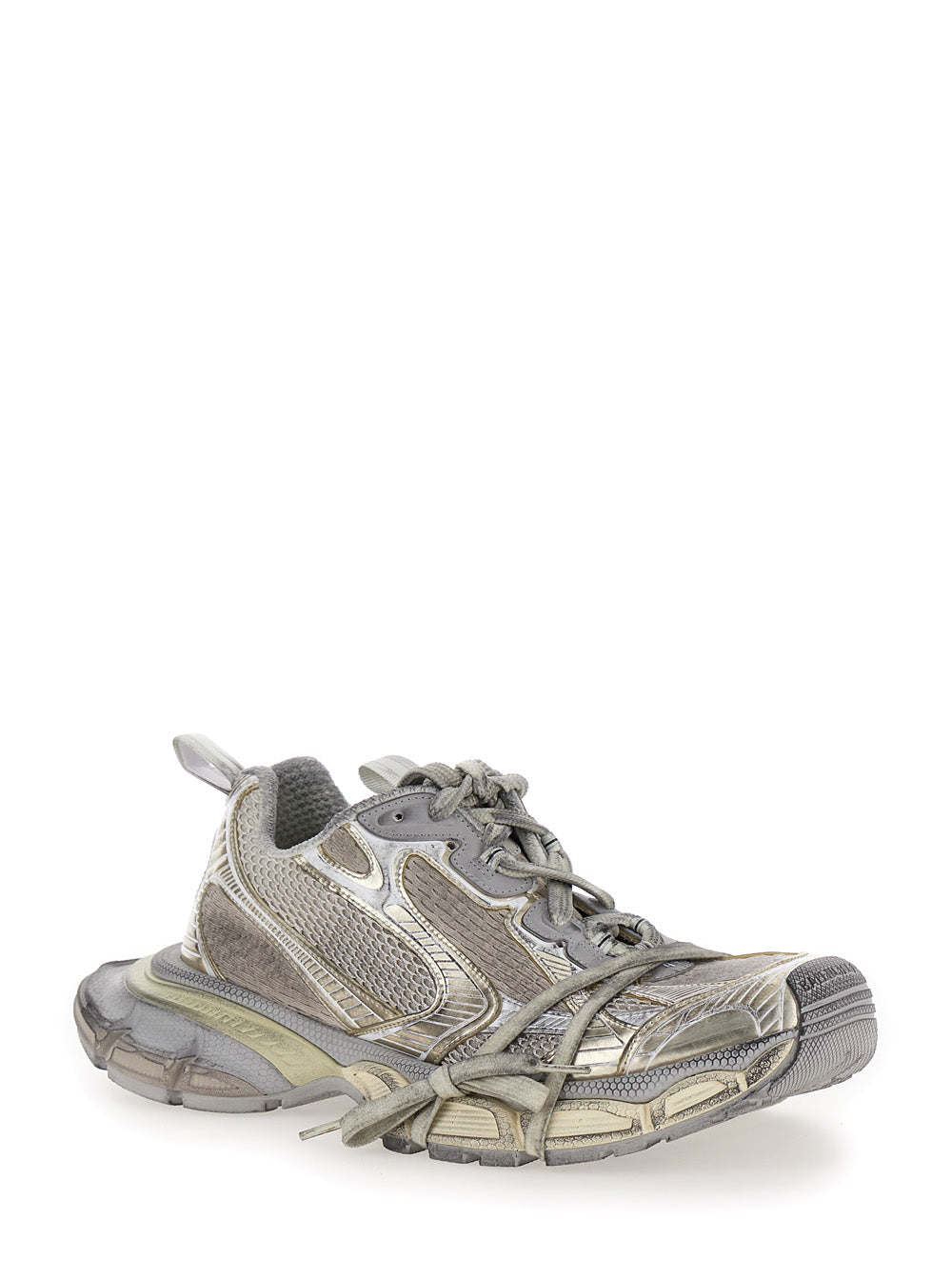 3xl Metallic Low Top Sneakers With Logo Detail Tech Fabric Woman White Polyurethane Polyester