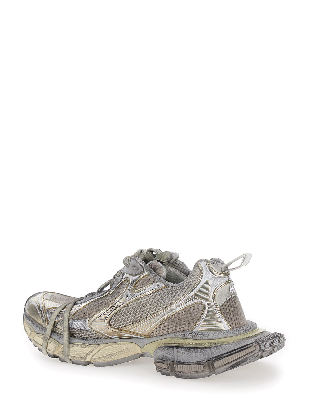 3xl Metallic Low Top Sneakers With Logo Detail Tech Fabric Woman White Polyurethane Polyester