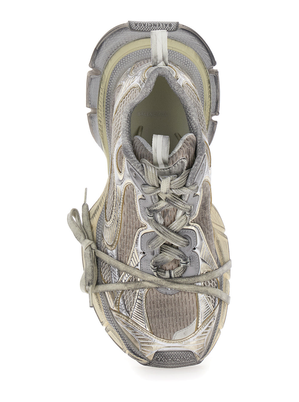 3xl Metallic Low Top Sneakers With Logo Detail Tech Fabric Woman White Polyurethane Polyester