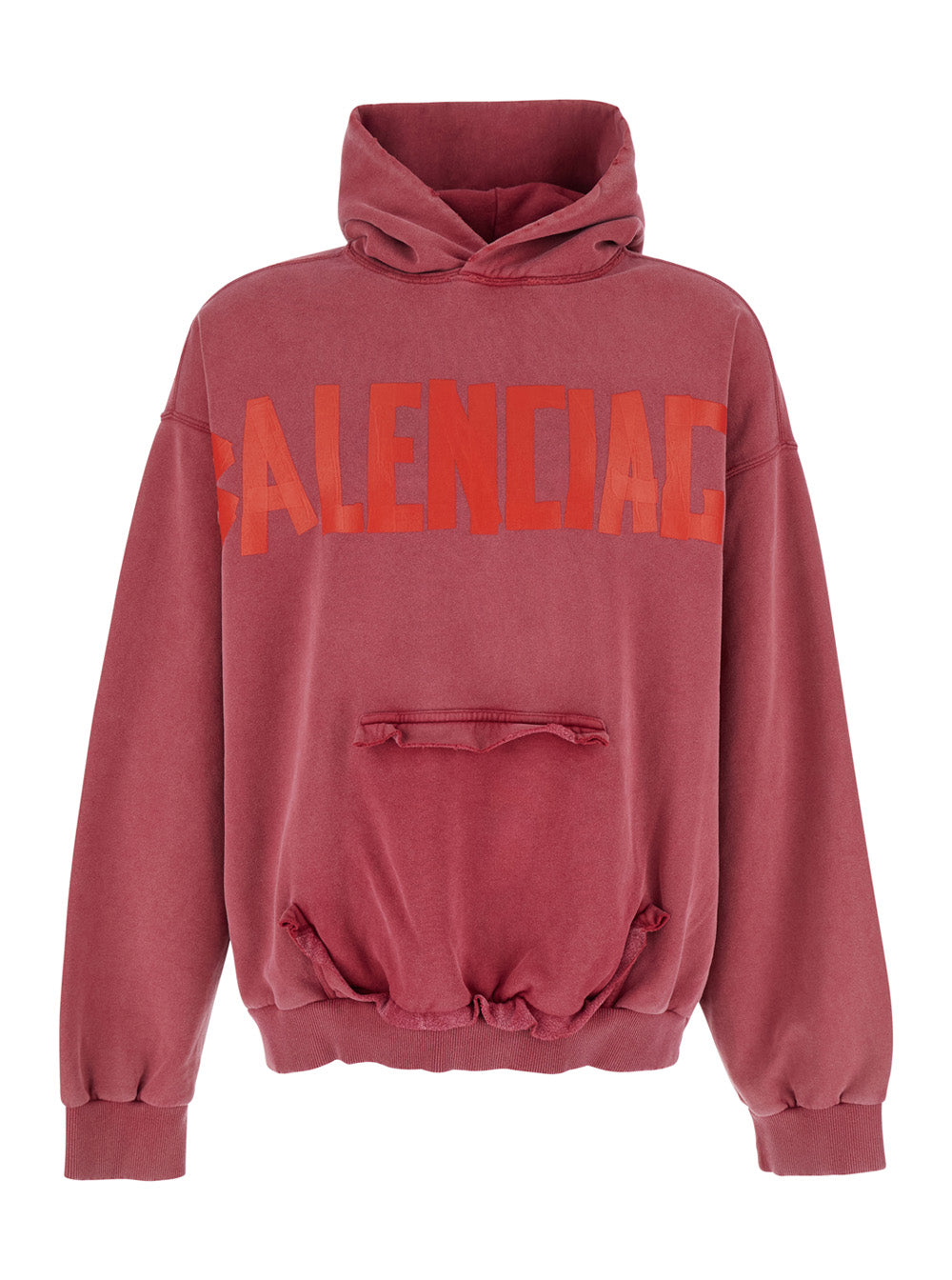 Red Hoodie With Logo Lettering On The Front And Print Back Cotton Man Sweatshirts