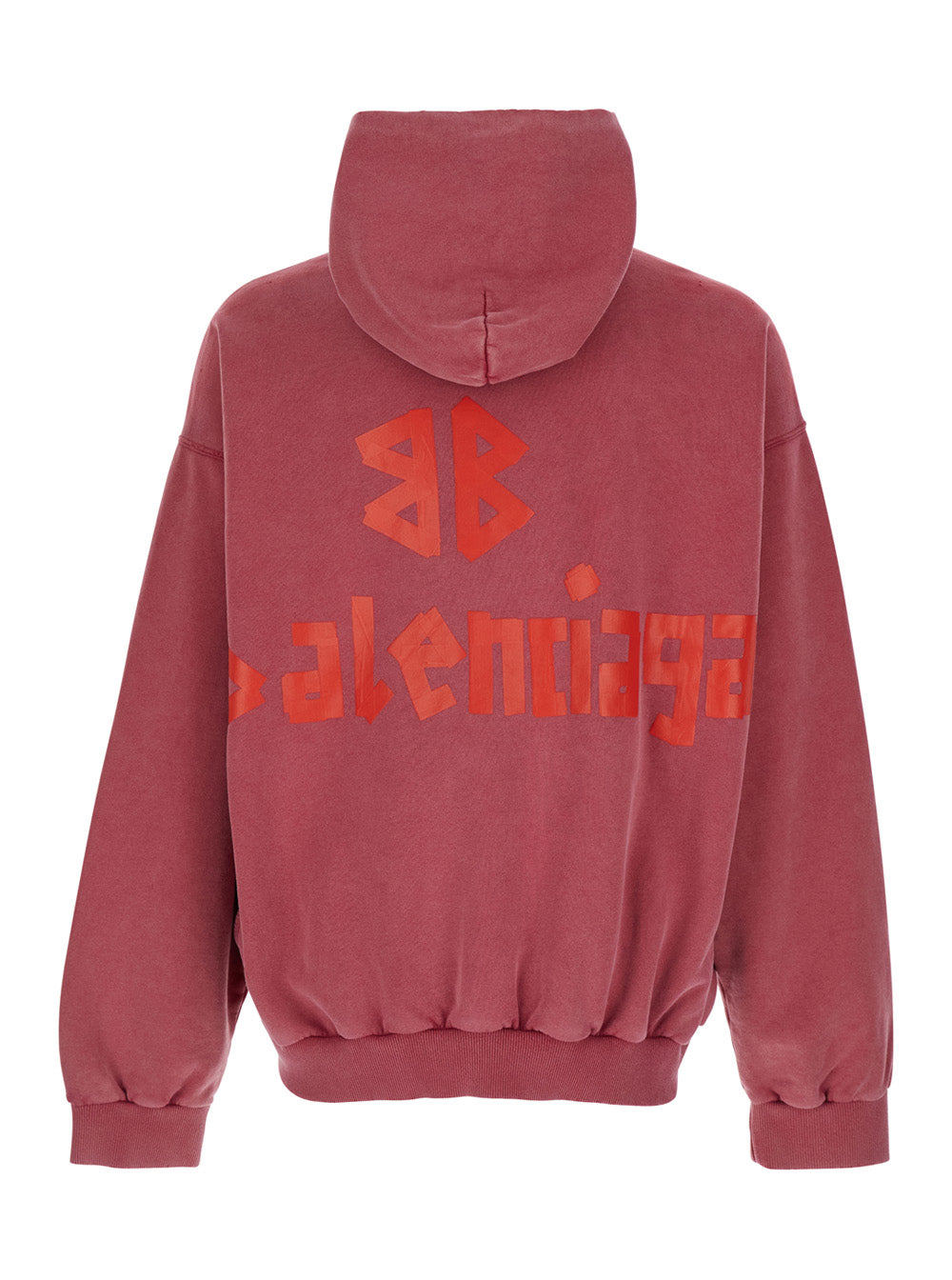 Red Hoodie With Logo Lettering On The Front And Print Back Cotton Man Sweatshirts