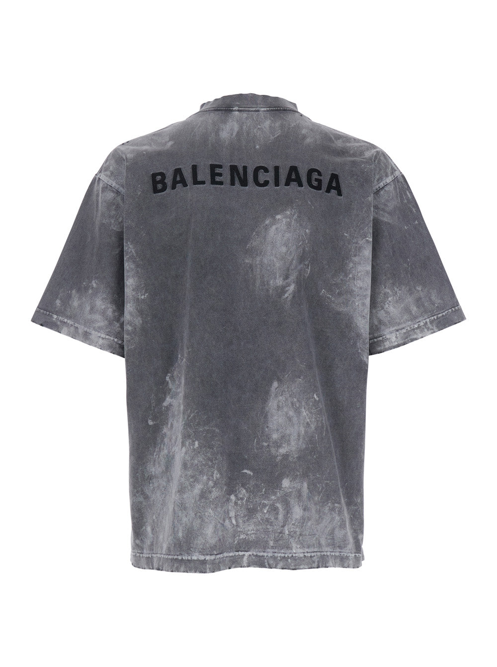 Black Crewneck T-Shirt With Logo Lettering On Front And Rear Vintage Effect Cotton Man Tshirts Polo Shirts