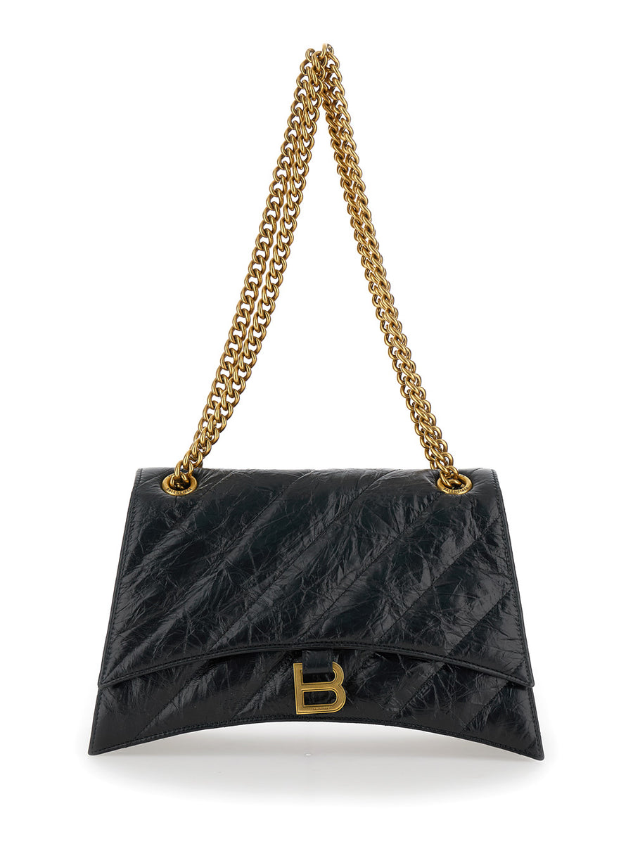 Crush M Black Crossbody Bag With B Logo Calf Leather Shoulder