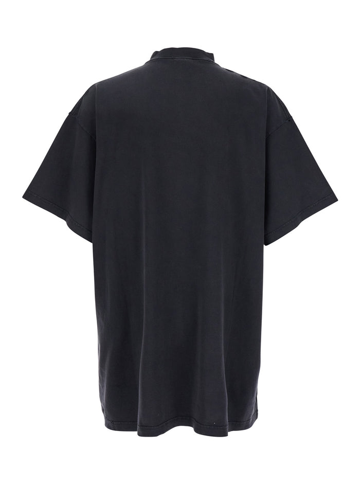 3b Liquefied Grey T-Shirt With Logo On The Front And Distressed Effect Cotton Man Black Tshirts Polo Shirts
