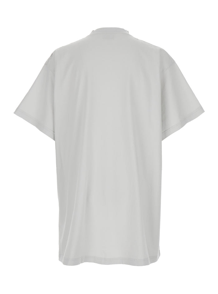 3b Liquified White T-Shirt With Logo Print On The Front Cotton Man Tshirts And Polo Shirts