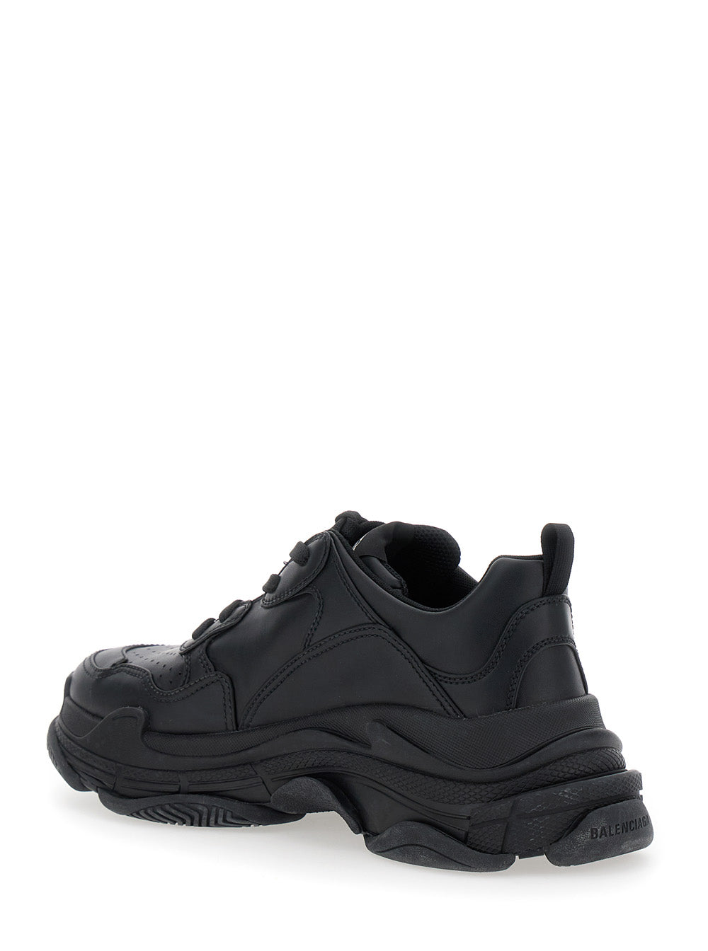 Triple S Sporty Black Sneaker with 3B Logo Embroidered on the Side and Worn Effect in Tech Fabric Man Polyurethane Polyester Nylon