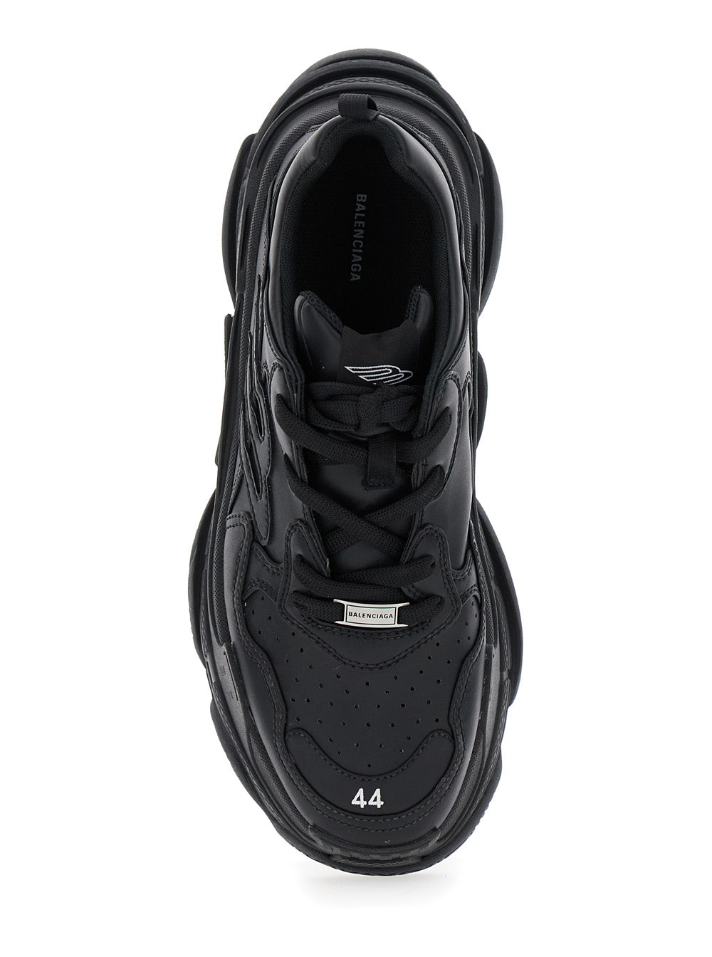 Triple S Sporty Black Sneaker with 3B Logo Embroidered on the Side and Worn Effect in Tech Fabric Man Polyurethane Polyester Nylon