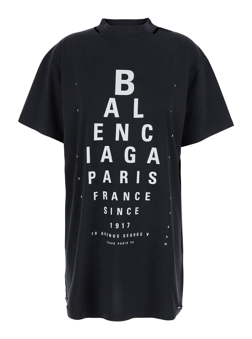Black T-Shirt with Logo Printed on the Front and Torn Details in Cotton Woman Tshirts Polo Shirts