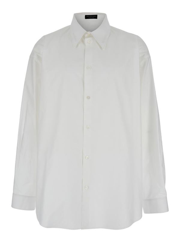 White Cotton Shirt With Pointed Collar