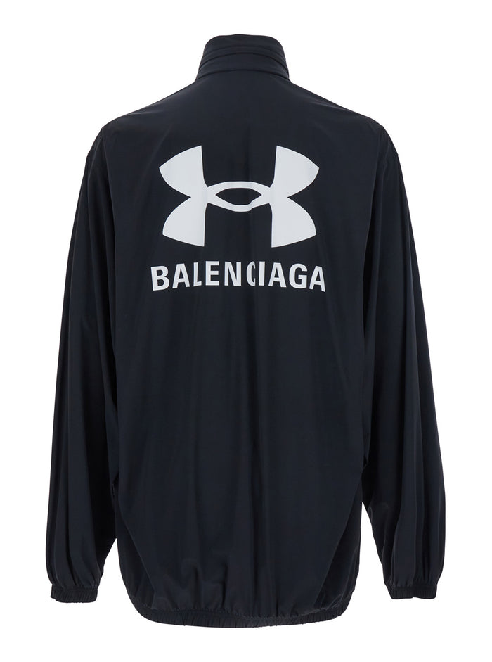 Black Jacket With Under Armour® Maxi Logo On The Back In Tech Fabric Man Polyamide Elastane Outerwear