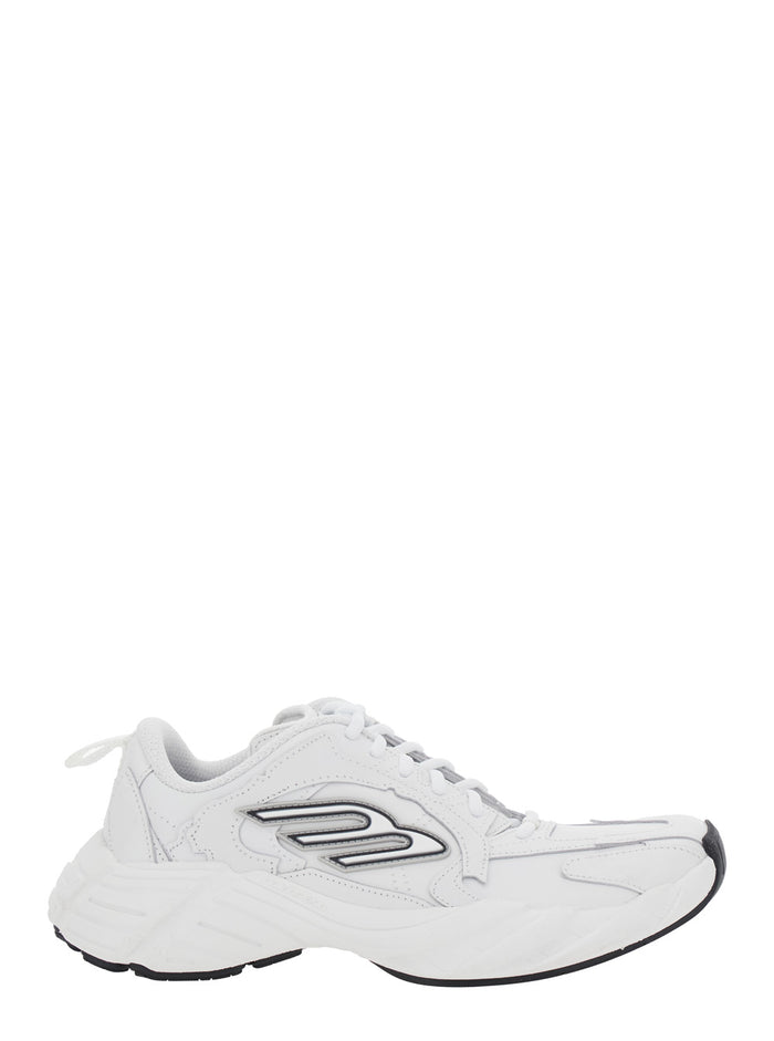 Monday White Low Top Sneakers with Logo Detail on the Side and Size Patch Heel in Leather Woman Calf