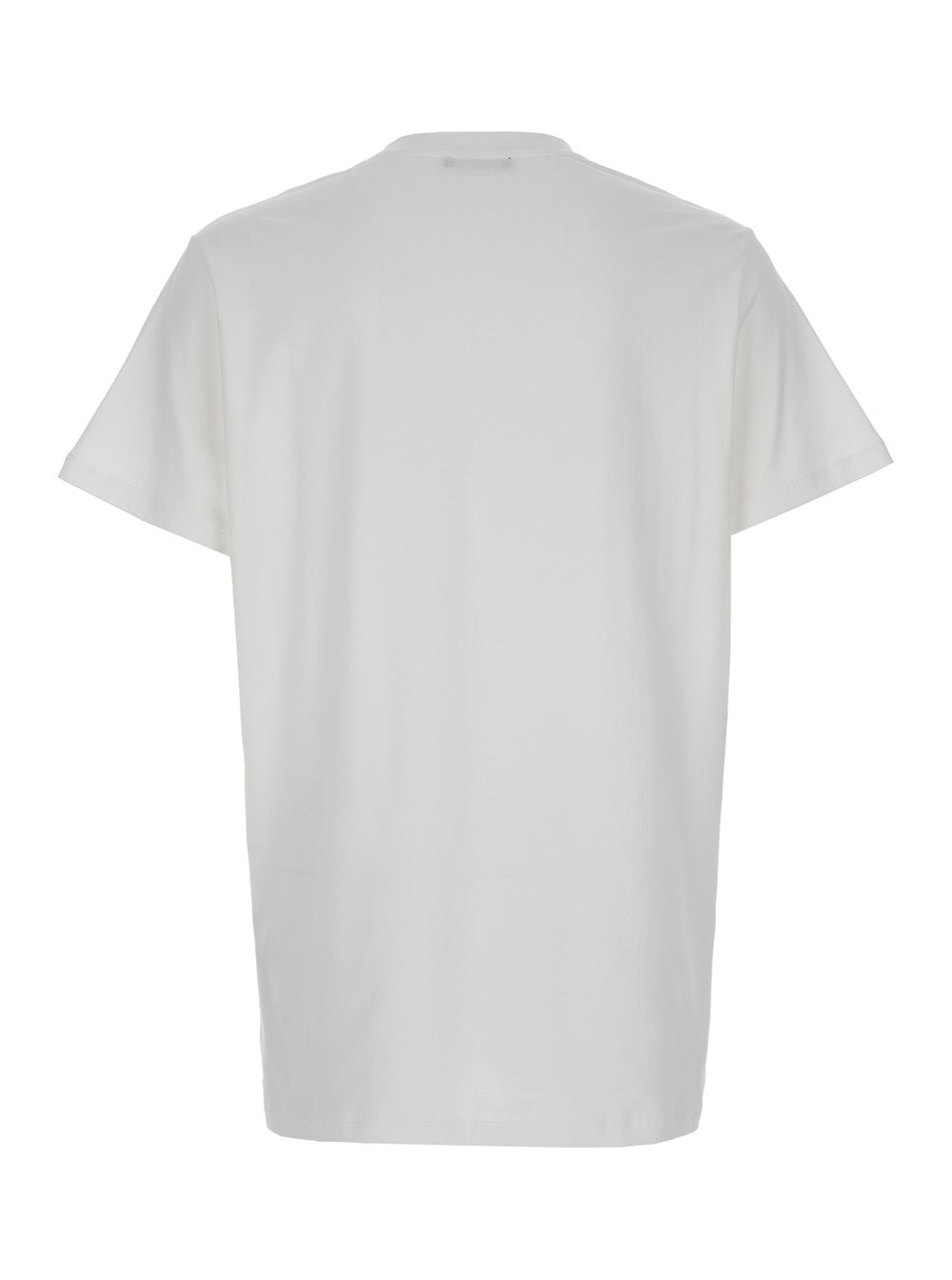 White Crewneck T-Shirt with Logo Lettering on the Front in Cotton Man Organic Tshirts And Polo Shirts