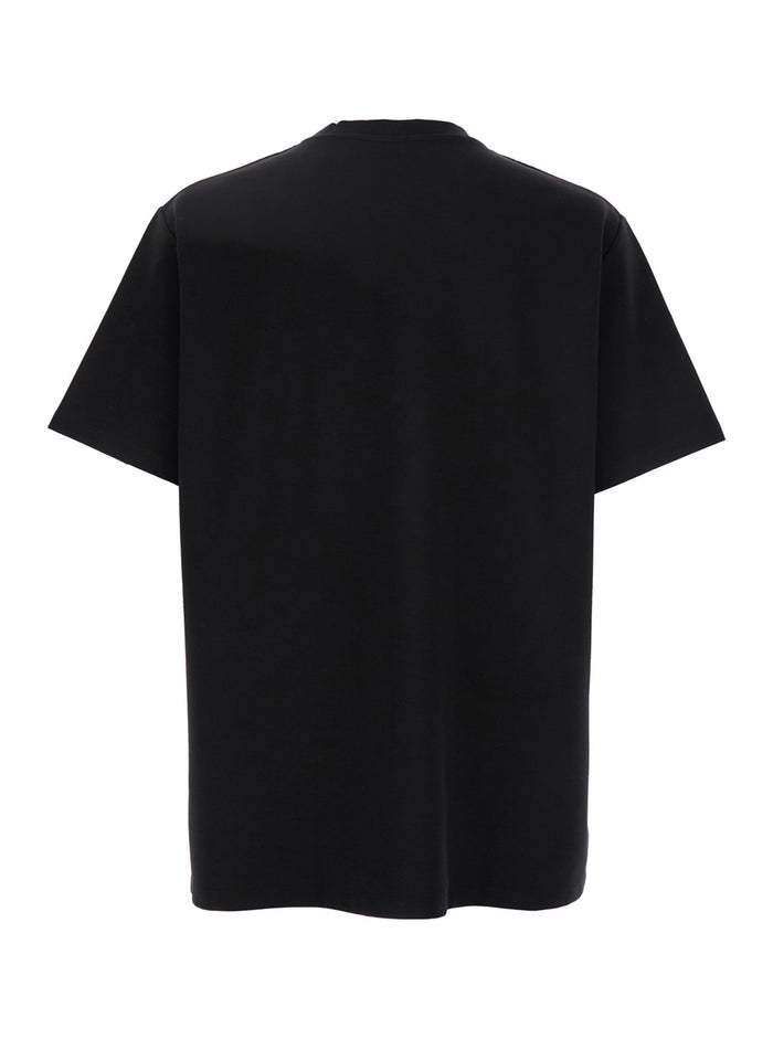 Black Crewneck T-Shirt With Logo Detail Embroidery On The Front Cotton Blend Man Tshirts And Polo Shirts