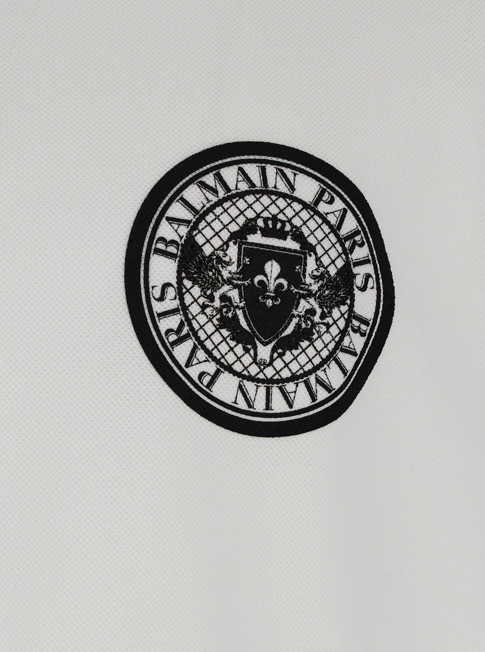 White Polo Shirt with Collar and Coin Print on the Front in Cotton Man Tshirts