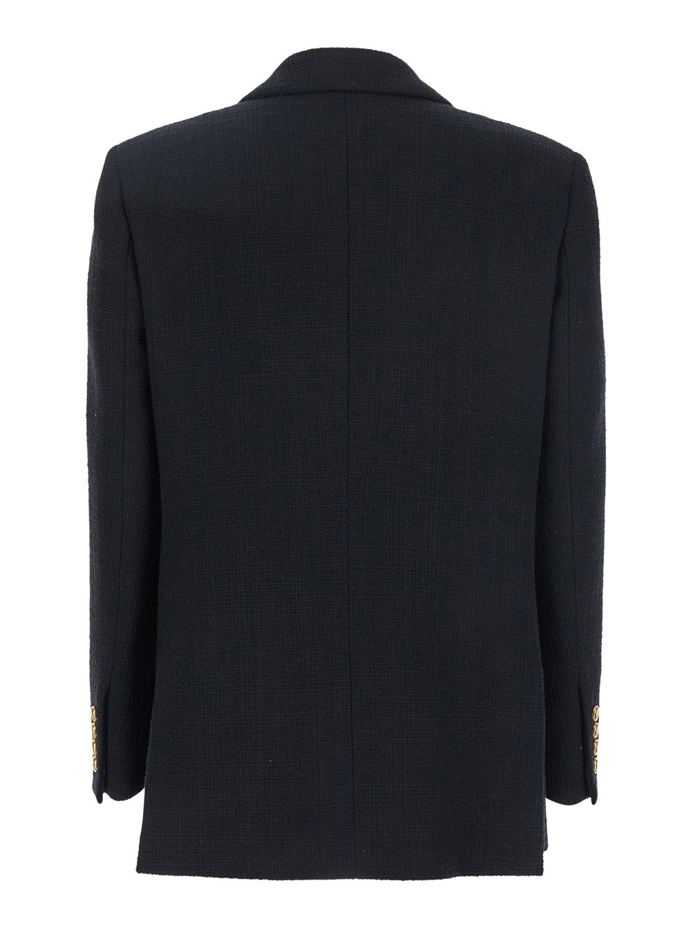 Missy Everynight Black Double-Breasted Jacket With Peak Revers Cotton Blend Woman Polyester Other Fibers Blazers