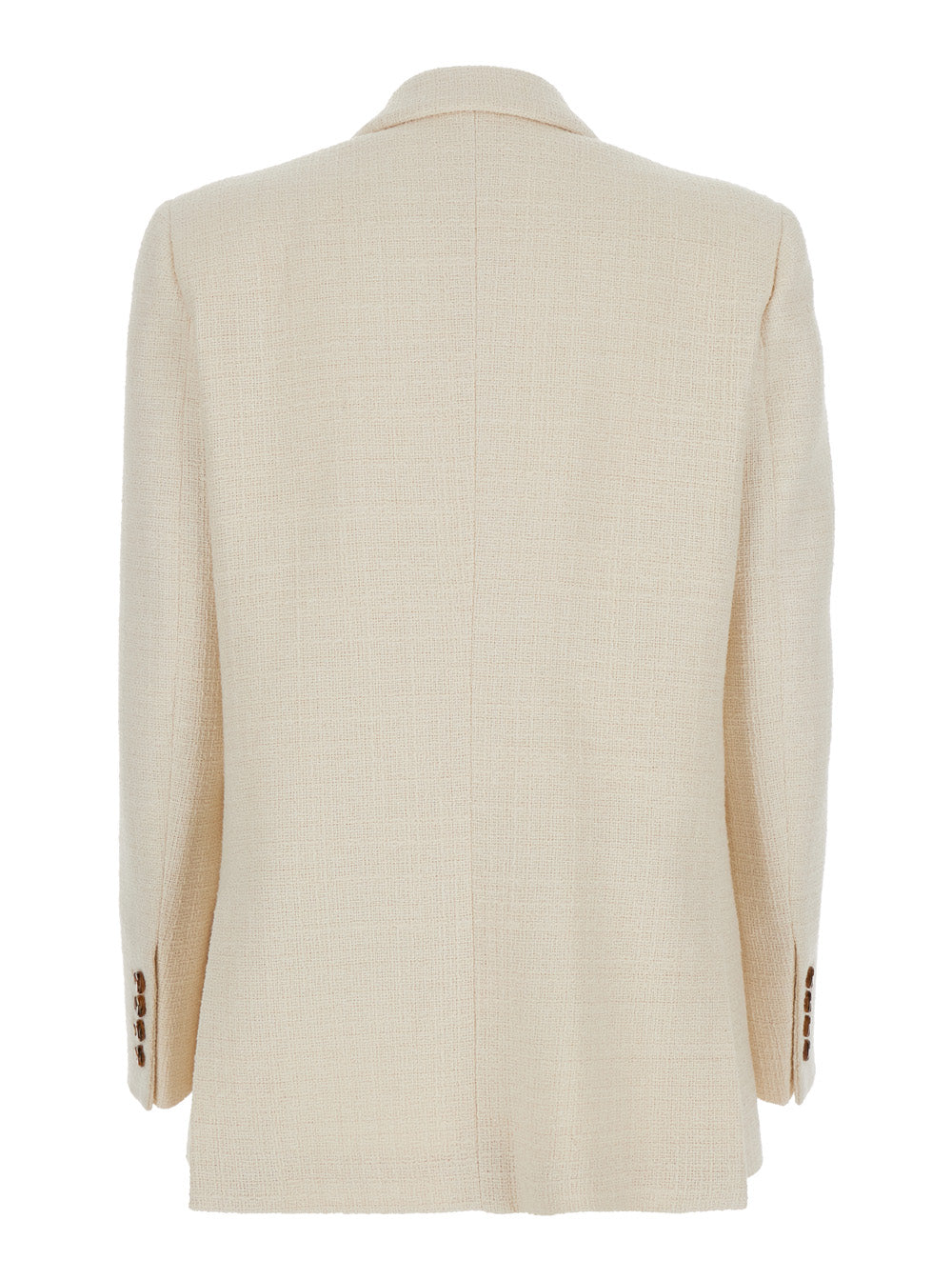 Missy White Double-Breasted Jacket With Peak Revers Cotton Blend Woman Polyester Other Fibers Blazers