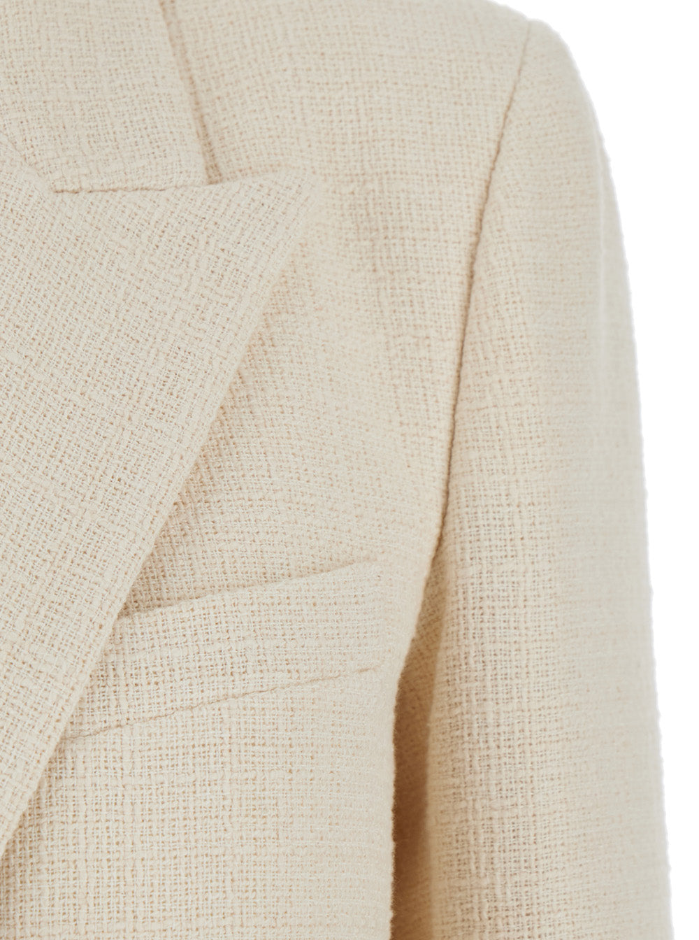 Missy White Double-Breasted Jacket With Peak Revers Cotton Blend Woman Polyester Other Fibers Blazers