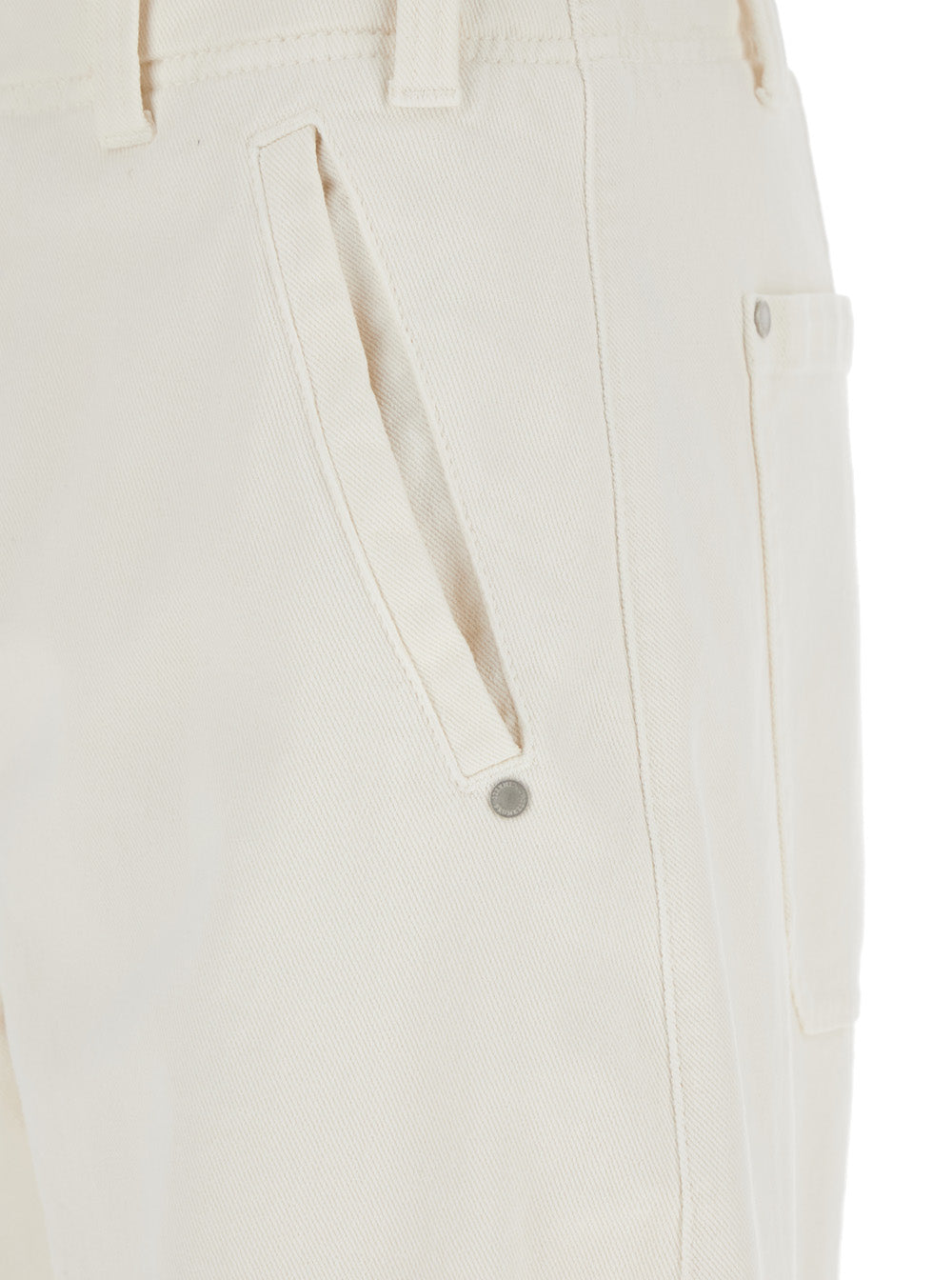 White Five Pocket Jeans With Logo Patch On The Back Cotton Woman Elastane