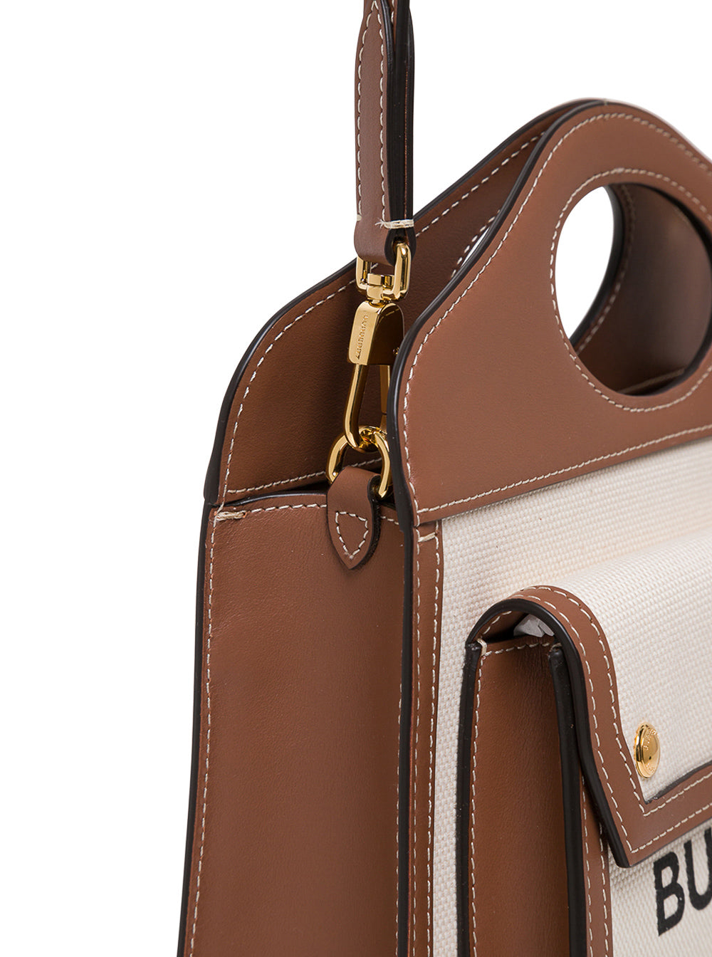 Beige Handbag With Adjustable And Removable Shoulder Strap Logo Lettering On The Front Cotton Blend Woman Polyurethane Hand Bags