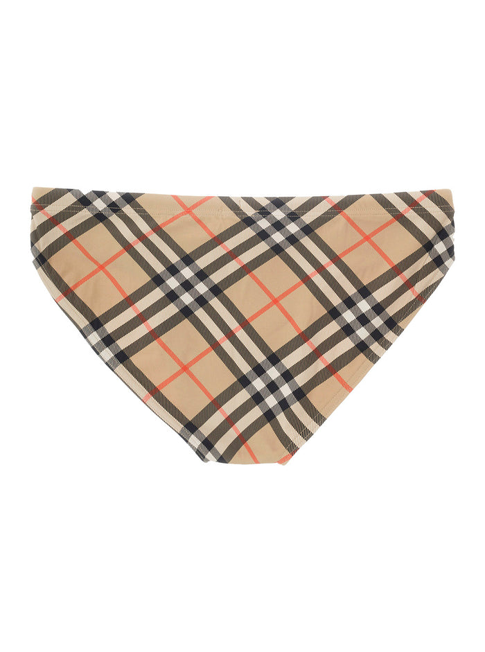 Beige Speedo with Check Motif in Polyamide Man Elastane Beachwear