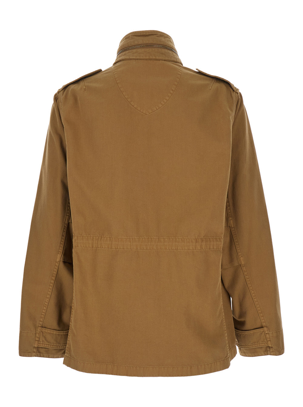 Beige High Neck Jacket With Ekd Embroidery On The Front Cotton Man