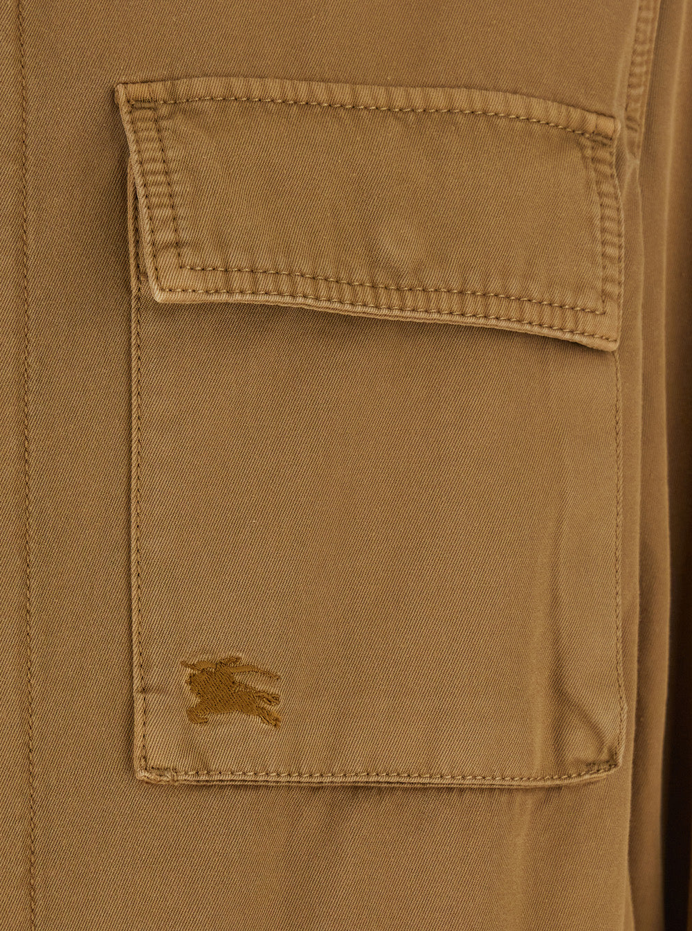 Beige High Neck Jacket With Ekd Embroidery On The Front Cotton Man