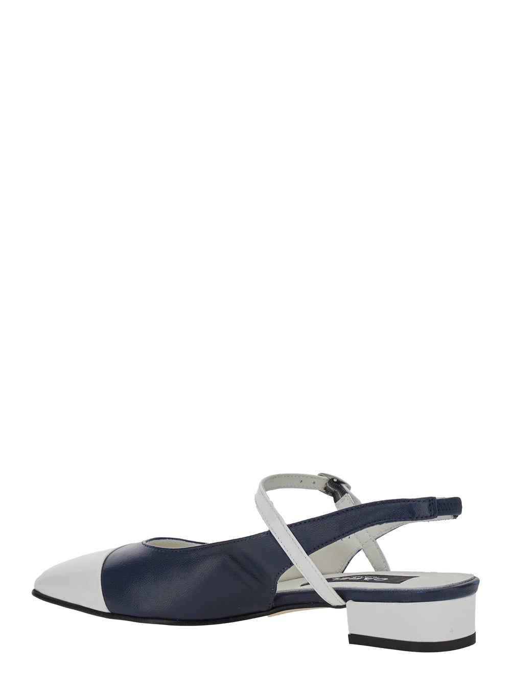 Oceano Blue Slingback Ballet Shoes with Contrasting Toe in Leather Woman Blu Ballerinas