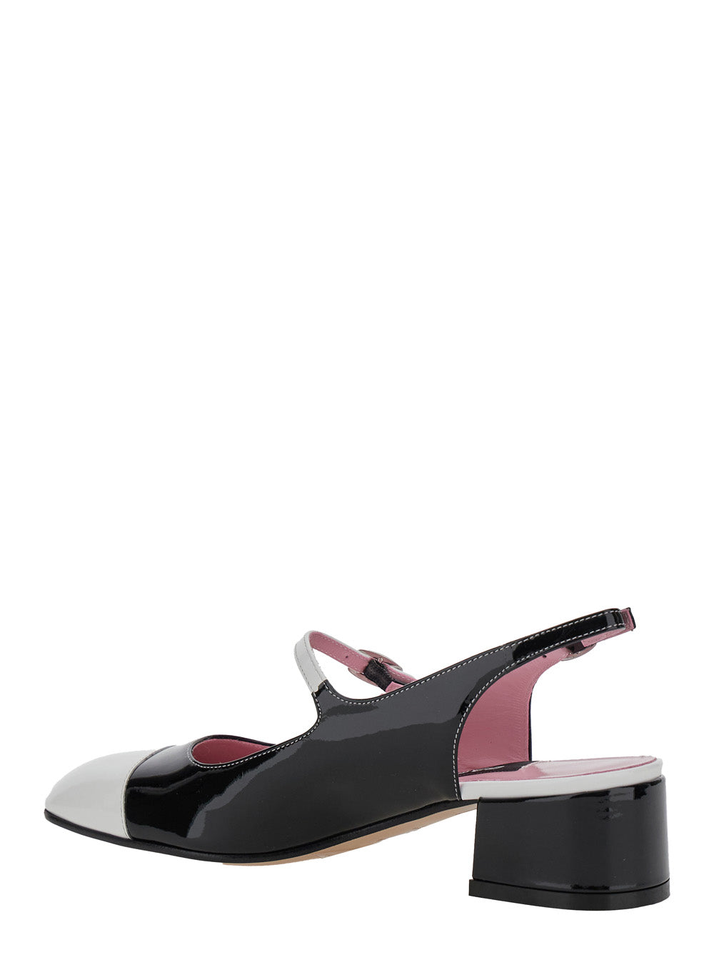 Ischia Black Slingback Pumps with Adjustable Strap in Patent Leather Woman Heels