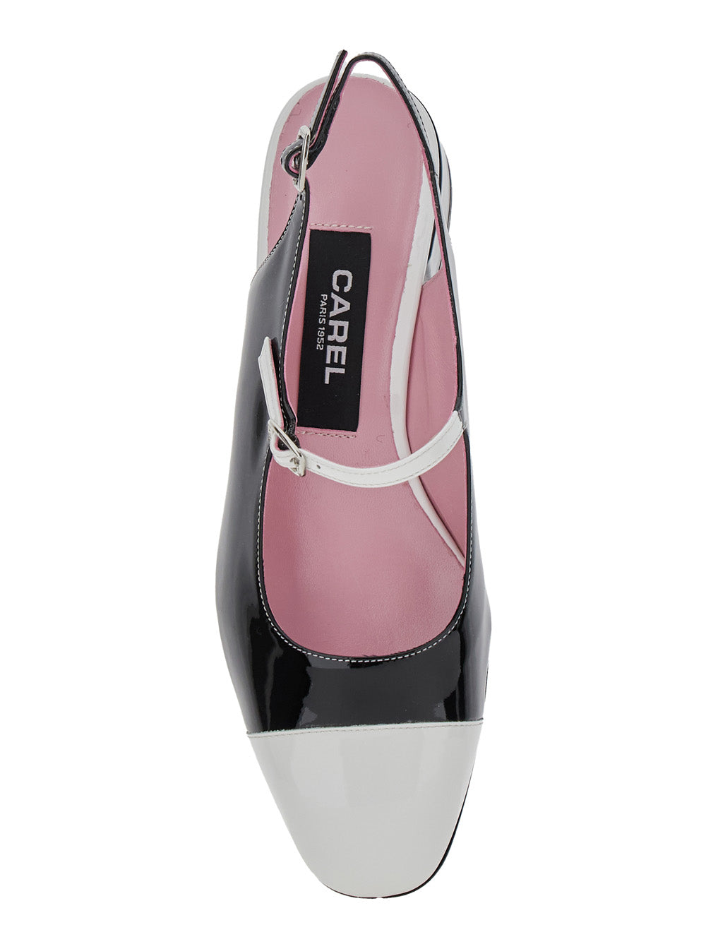 Ischia Black Slingback Pumps with Adjustable Strap in Patent Leather Woman Heels