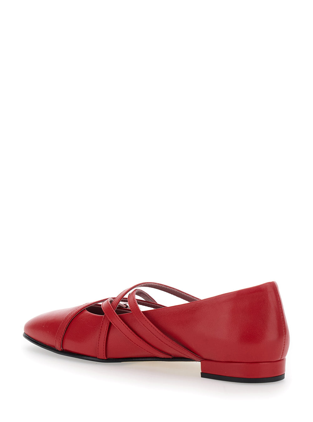 Eloise Red Ballet Shoes with Criss-Crossed Adjustable Straps in Leather Woman Ballerinas