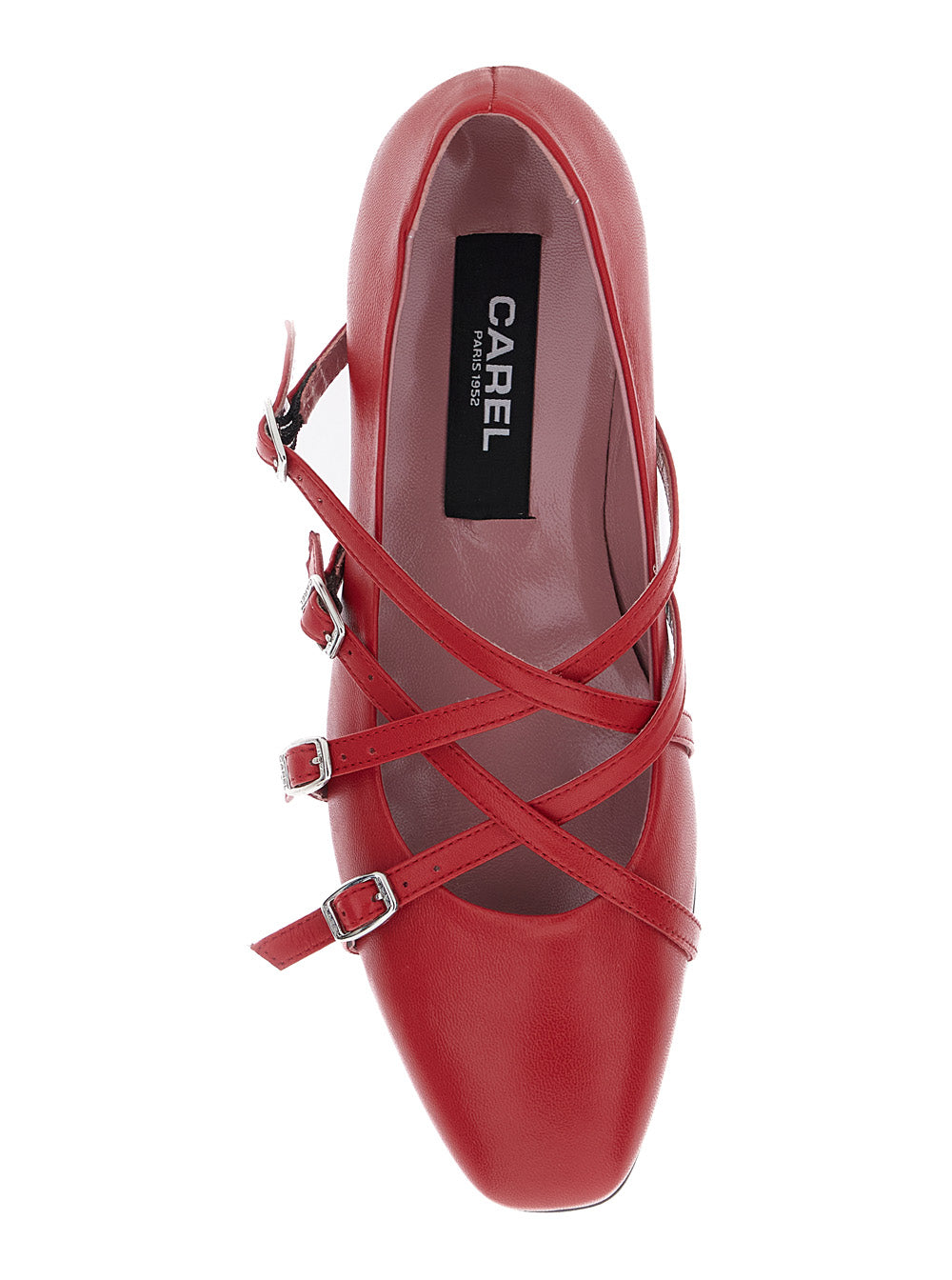 Eloise Red Ballet Shoes with Criss-Crossed Adjustable Straps in Leather Woman Ballerinas