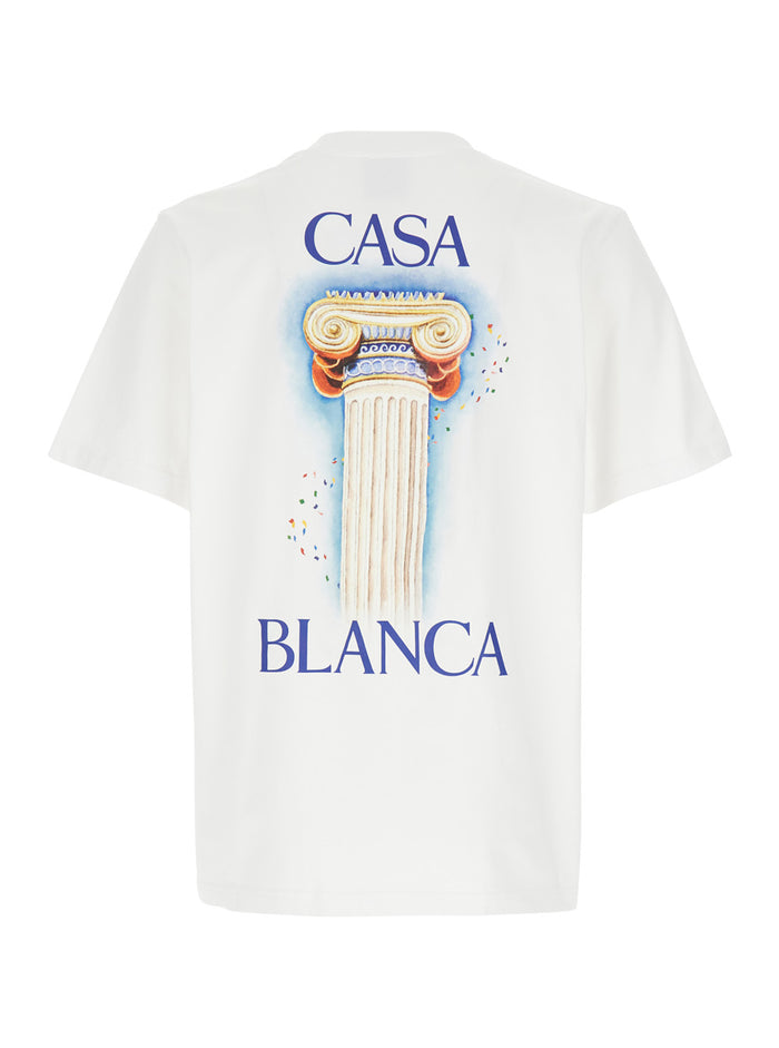 White Crewneck T-Shirt With Logo Detail On The Front And Maxi Print Rear Cotton Man Organic Tshirts Polo Shirts