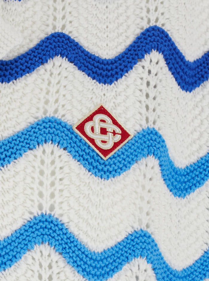Wave Multicolor Shirt With Logo Patch On The Front And All-Over Striped Motif Cotton Man Blouses
