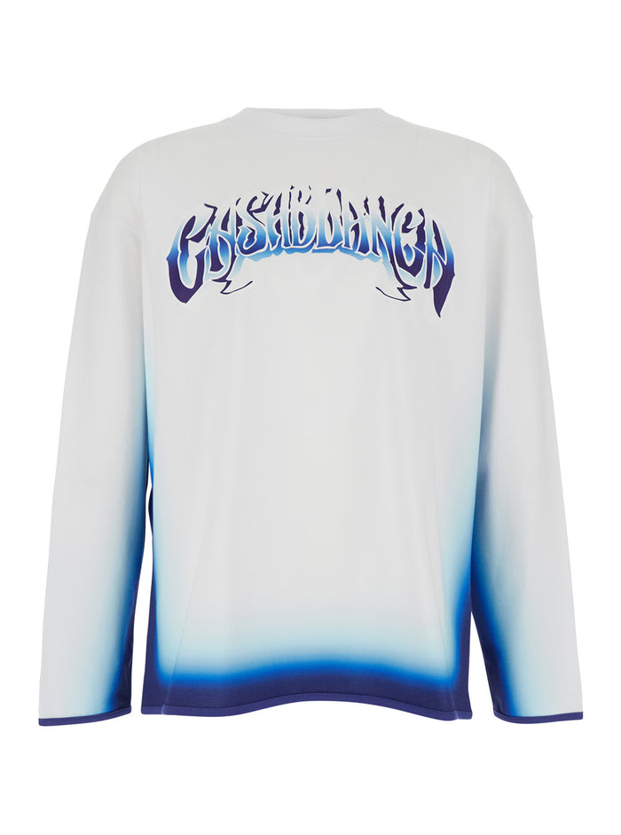 White Long-Sleeve T-Shirt With Logo Lettering On The Front Cotton Man Organic Tshirts And Polo Shirts