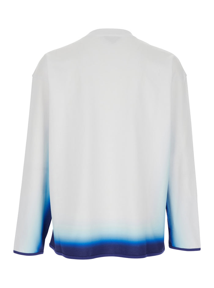 White Long-Sleeve T-Shirt With Logo Lettering On The Front Cotton Man Organic Tshirts And Polo Shirts