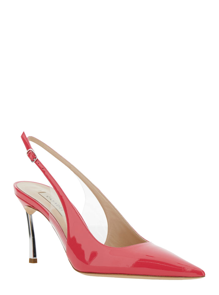 Superblade Tiffany Pink Slingback Pumps With High Heel Patent Leather Woman Calf Polyurethane Heels