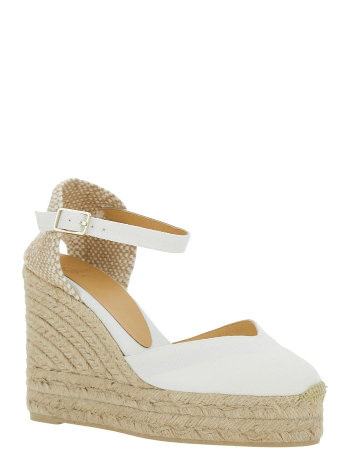 Chiarita Closed Toe Espadrilles White And Beige Canvas Woman Cotton Wedges