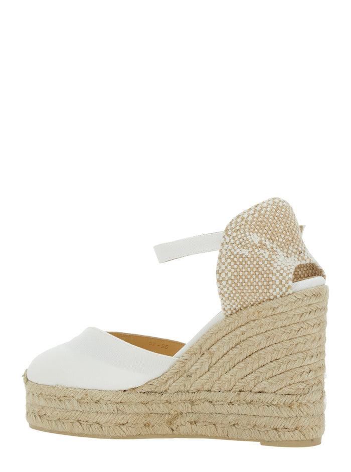 Chiarita Closed Toe Espadrilles White And Beige Canvas Woman Cotton Wedges