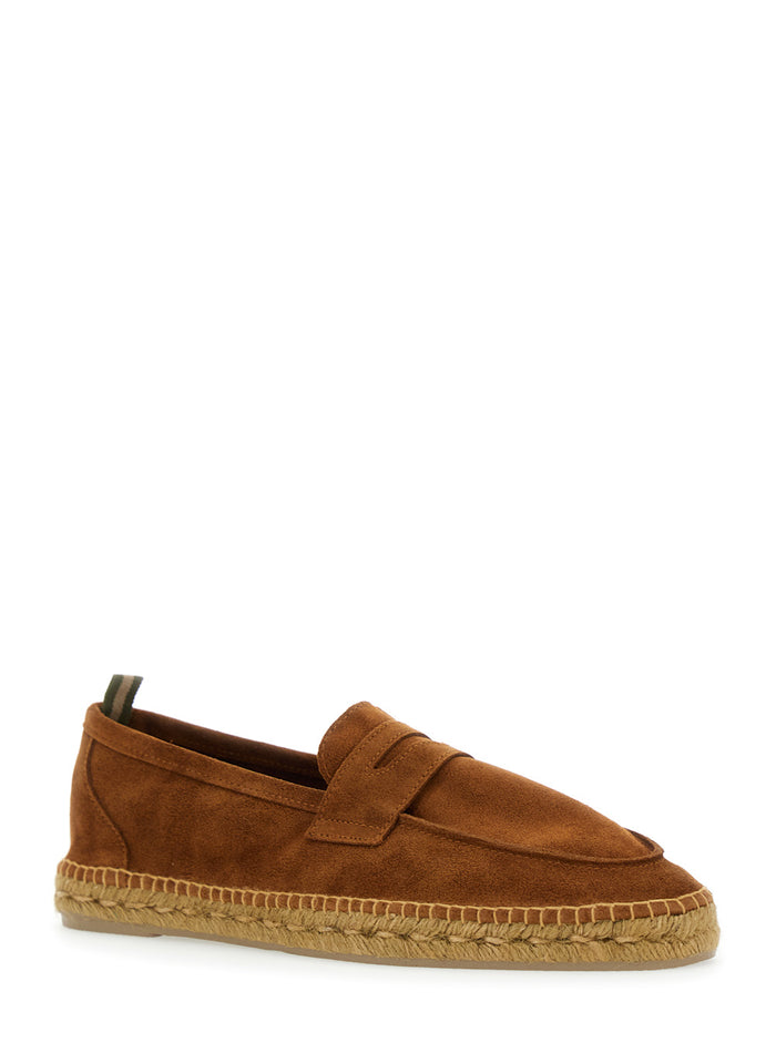 Nacho Beige Espadrillas With Penny Slot Suede Man Brown Calf Flat Shoes