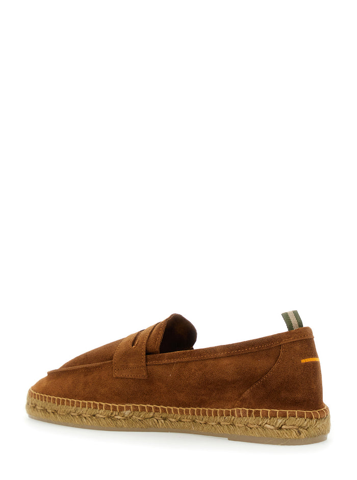 Nacho Beige Espadrillas With Penny Slot Suede Man Brown Calf Flat Shoes