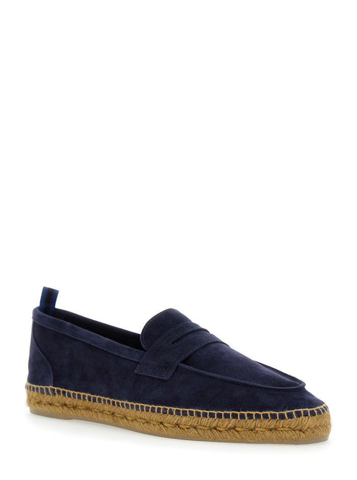 Nacho Brown Espadrillas With Penny Slot Suede Man Blu Calf Flat Shoes