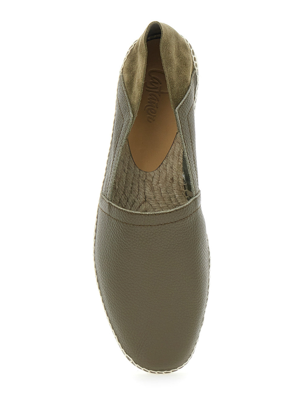 Polo Green Espadrillas with Braided Raphia Sole in Leather Man Calf Flat Shoes