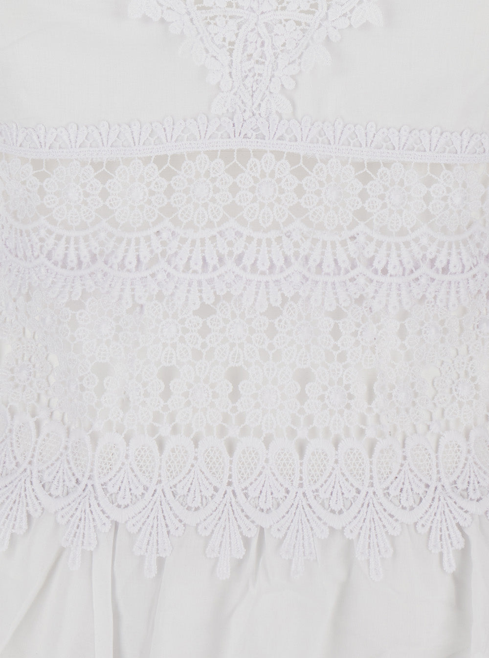 Marilyn White Dress With Crossed Straps And Lace Details Cotton Woman Polyester