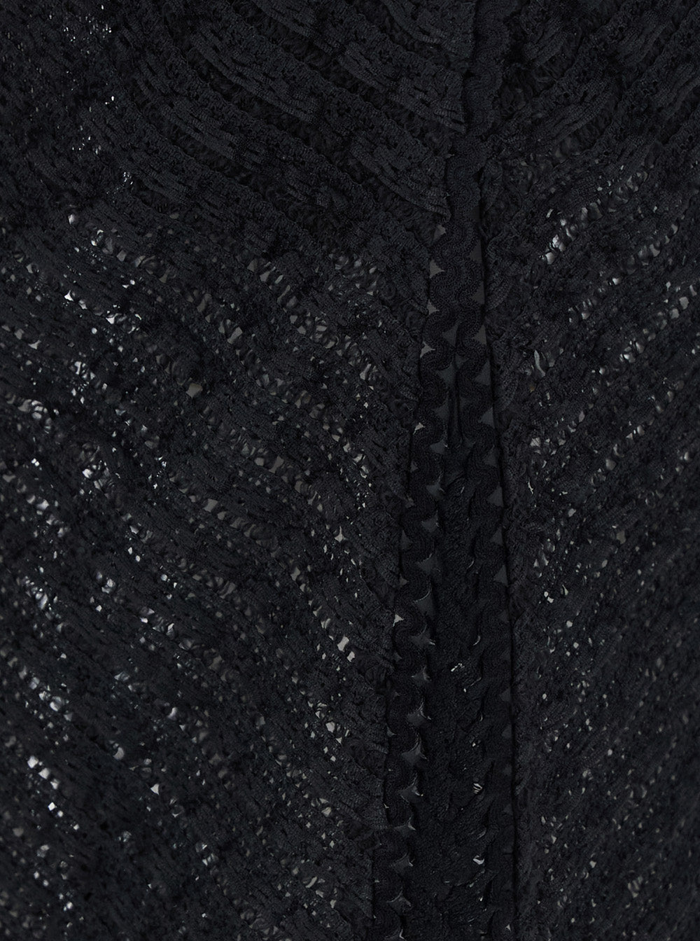 Erin Black Long Skirt With Side Single Slit And All-Over Embroidery Tech Fabric Woman