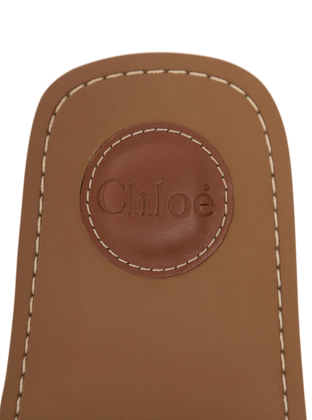 Chloé Womans Black Canvas Sandals with Logo Calf Leather Flat Shoes